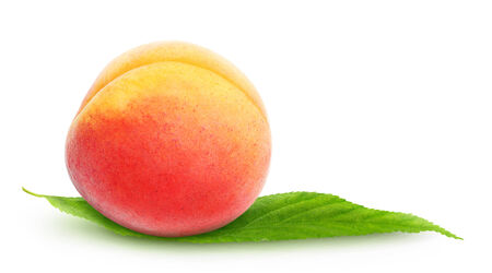 Fresh peach isolated on whiteの写真素材