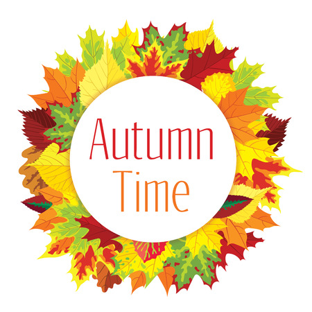 Round vector border with autumn leavesのイラスト素材