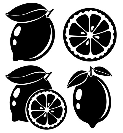 Lemon black and white vector illustrationのイラスト素材