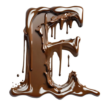Chocolate letter E isolated on white background, generative AI illustrationの素材