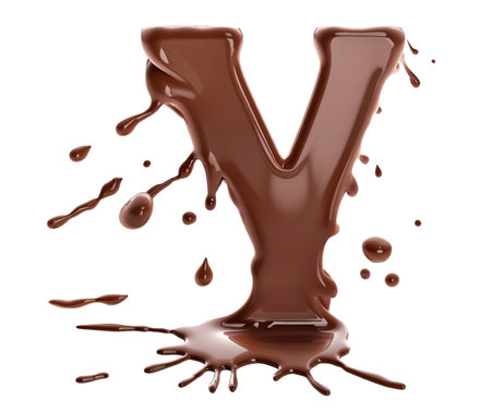 Chocolate letter Y isolated over white background, generative AI illustrationの素材
