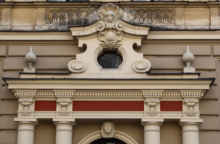 2. june 2018 Riga, Latvia .Art Nouveau building facade fragment Alberta 7 street  Riga Latviaのeditorial素材