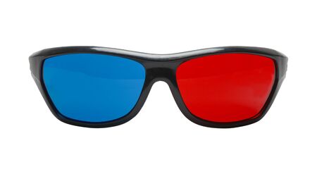 Cut Out Black Plastic 3D Glasses Front View.の写真素材