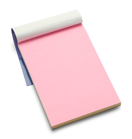 Small Blank Pink Notepad Isolated on a White Background.の写真素材