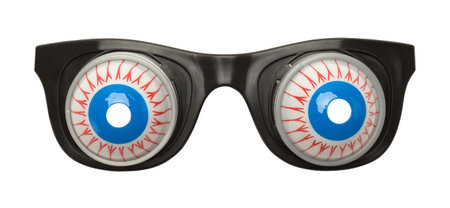 Blood Shot Eyes Toy Glasses Isolated on a White Background.