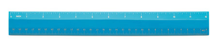 Blue Plastic Ruler Isolated on a White Background.