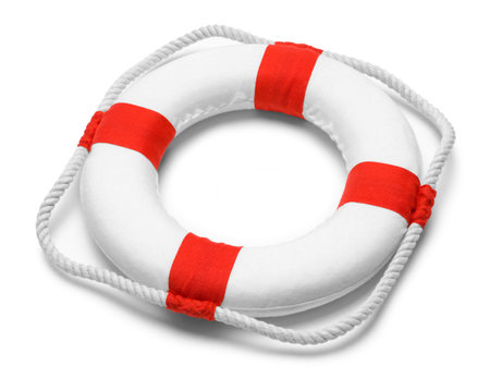 Life Preserver with Rope Isolated on White Background.