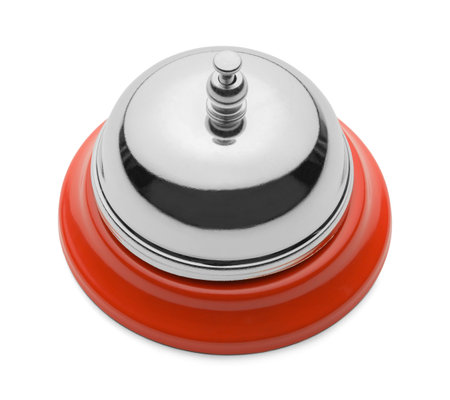 New Shiny Service Bell From the Top View Isolated on a White Background.