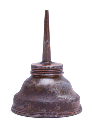 Old Used Oil Can Isolated on a White Background.の写真素材