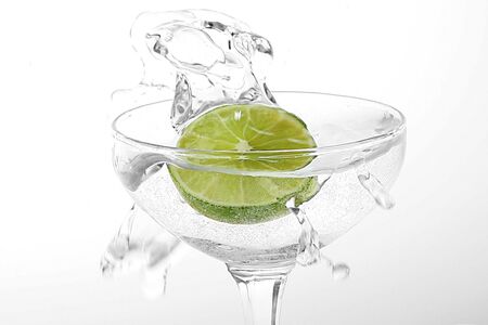 glass of water with lemonの写真素材