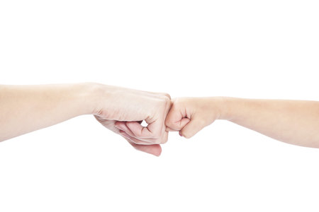 two hands separated on the white backgroundの写真素材