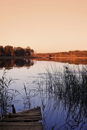 Wigry Lake in Wigry National Park in autumnの写真素材