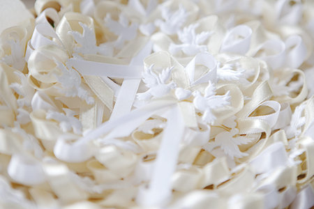 a background of creme colour fabric wedding doves