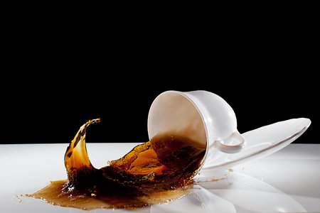 Coffee splash in the flying cupの写真素材
