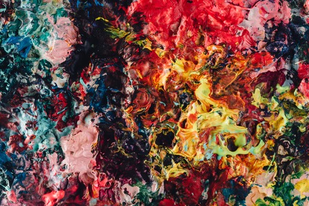 macro close up of different color oil paint. colorful acrylic. modern art concept.の写真素材