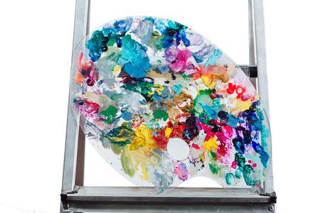 improvement concept with ladder and colorfull palette. Construction , work  repair. inspiring designの写真素材