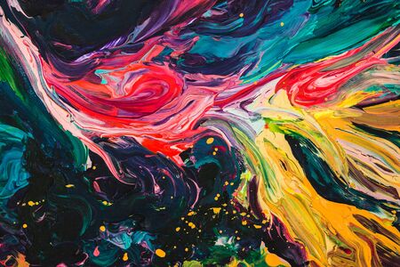 macro close up of different color oil paint. colorful acrylic. modern art concept.の写真素材