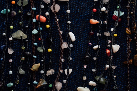 Womens bracelets from colored stones, baubles.の写真素材