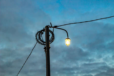 Lantern of street lighting in the evening at duskの写真素材