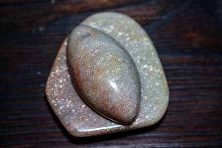 Natural aventurine pendant red-silver hue (quartzite with mica)