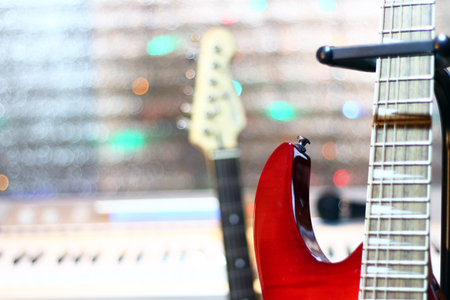 Electric guitars in the music studio