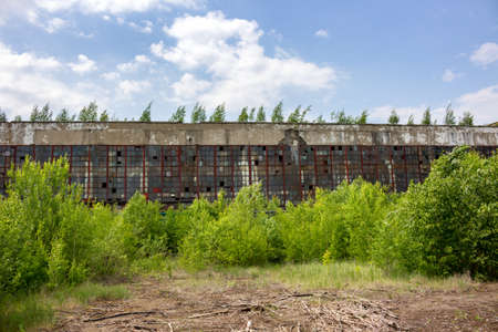 The abandoned old factory building outsideの写真素材