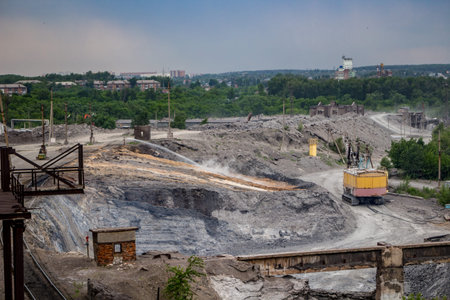The territory of the metallurgical plant Tulachermet where the slag is poured after processing....