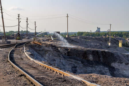 Quenching of blast furnace slag at the iron foundry. TULA, RUSSIAの写真素材