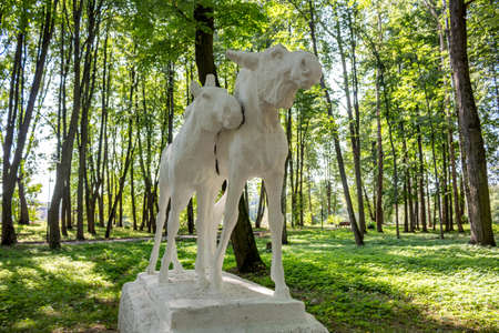 NARO-FOMINSK, RUSSIA - AUG. 2017: Central Park - Vorovsky Park in Naro-Fominsk, Sculptures in the parkのeditorial素材