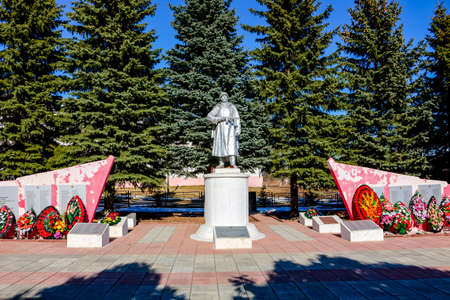 Detchino, Russia - March 2016: Monument to the soldier of the Great Patriotic War 1941-1945 in Detchino settlementのeditorial素材