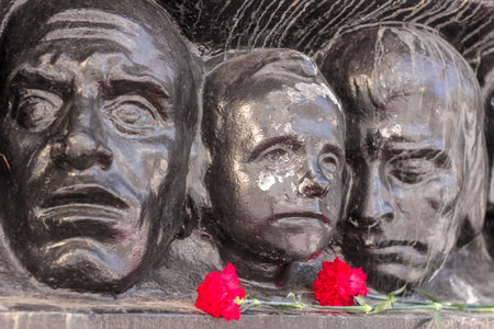 OBNINSK, RUSSIA - FEBRUARY 2017: Monument to the prisoners of fascist concentration camps. Memorial...