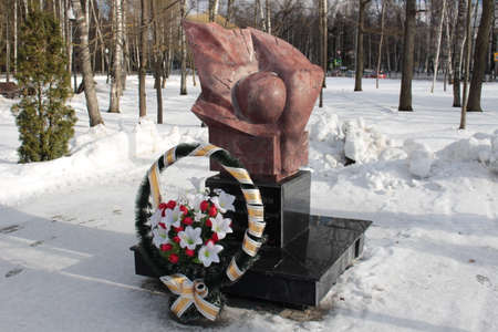 Obninsk, Russia - February 2017: Monument to the Liquidators of Radiation Accidents in Obninskのeditorial素材