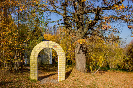 Orthodox chapel in Nikolaevka village, Borovskiy district, Kaluzhskiy region, Russiaの写真素材