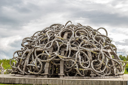 NIKOLO-LENIVETS, RUSSIA - SEP. 2015: Landscaping Art Park Nikola-Lenivets. Art-object The Universal...