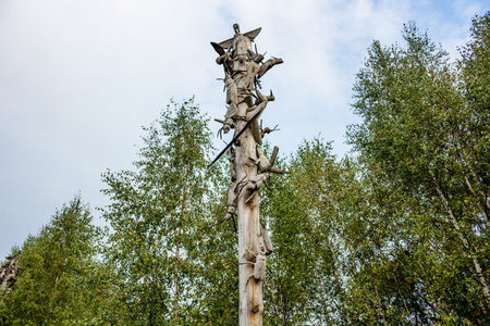 Nikola-LENIVETS, RUSSIA - SEP. 2015: Landscaping Art Park Nikola-Lenivets. Art-object Beetles on the...