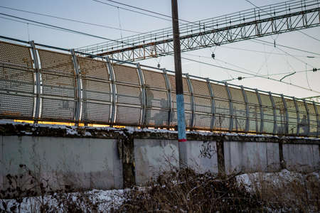 Old railway platform, rear viewの写真素材