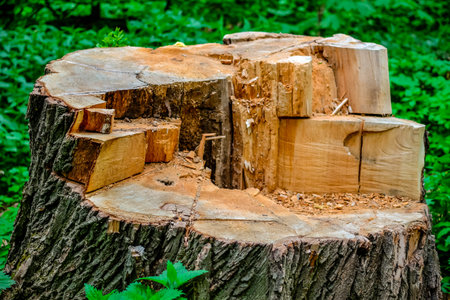 Stump from a sawn down old willow tree