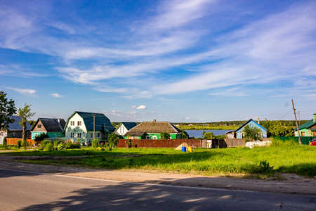 KOMLEVO, RUSSIA - JULY 2017: Landscape of the Russian village of Komlevo in the Borovsk districtのeditorial素材