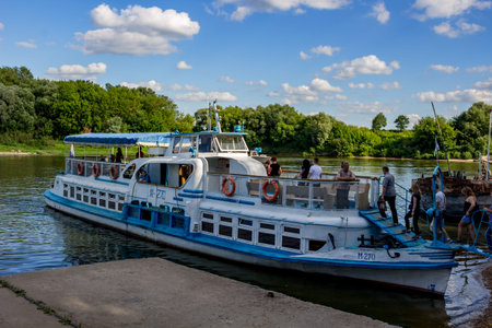 SERPUHOV, RUSSIA - AUGUST 2017: The port of Serpukhov on the Nara River