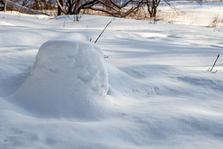 Snow in the winter after snowfall and snowstorms