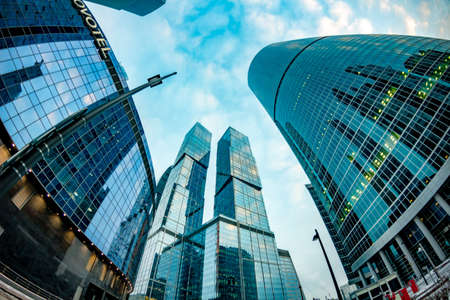 Moscow, Russia - January 7, 2016: Business-center Moskva-Siti in Moscow. Bottom-up viewのeditorial素材
