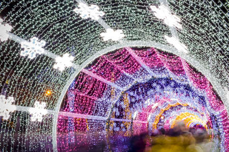 MOSCOW, RUSSIA - JANUARY 7, 2016: Novopushkinsky Square (Novopushkinskiy skver) at Christmas in Moscow. Christmas decorationsのeditorial素材