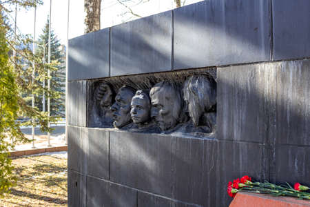 OBNINSK, RUSSIA - MARCH 2016: Monument to the prisoners of the fascist concentration camps 1941-1945, World War IIのeditorial素材