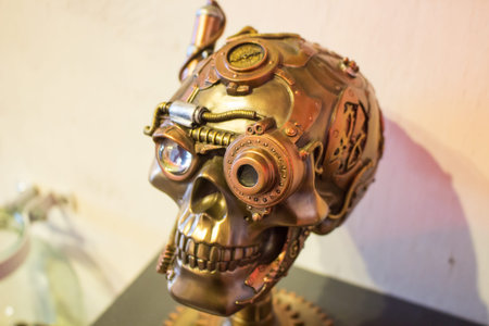 GARBAGE MUSEUM "MU-MU", RUSSIA - OCTOBER 2016: Exhibits of the museum of garbage. Skullのeditorial素材