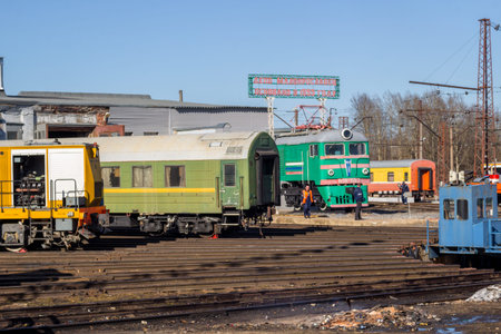 Maloyaroslavets, Russia - April 2018: Railway Depot at the Maloyaroslavets station