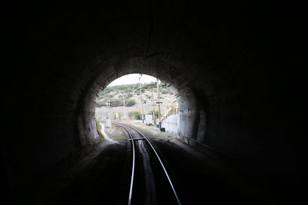 Old railway tunnel in the Crimea, inside