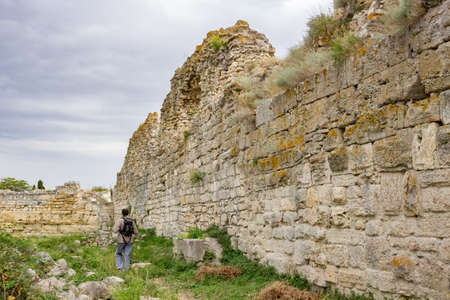 Historical and Archaeological Museum-Reserve "Chersonese Taurian" in Crimea, walls of the ancient cityの写真素材