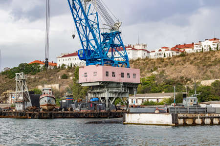 SEVASTOPOL, CRIMEA - SEPTEMBER 2014: Moored ships in the Sevastopol bayのeditorial素材