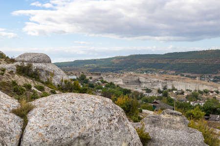 Weathered rocky outcrops in the Crimea, Inkermanの写真素材