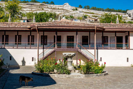 BAKHCHYSARAY, CRIMEA - SEPTEMBER 2014: The Khan Palace or Hansaray is Bakhchysarai, Crimea. Historical and cultural reserveのeditorial素材